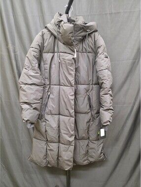 DKNY WOMEN’S HOODED LONG PUFFER COAT BLACK SIZE M